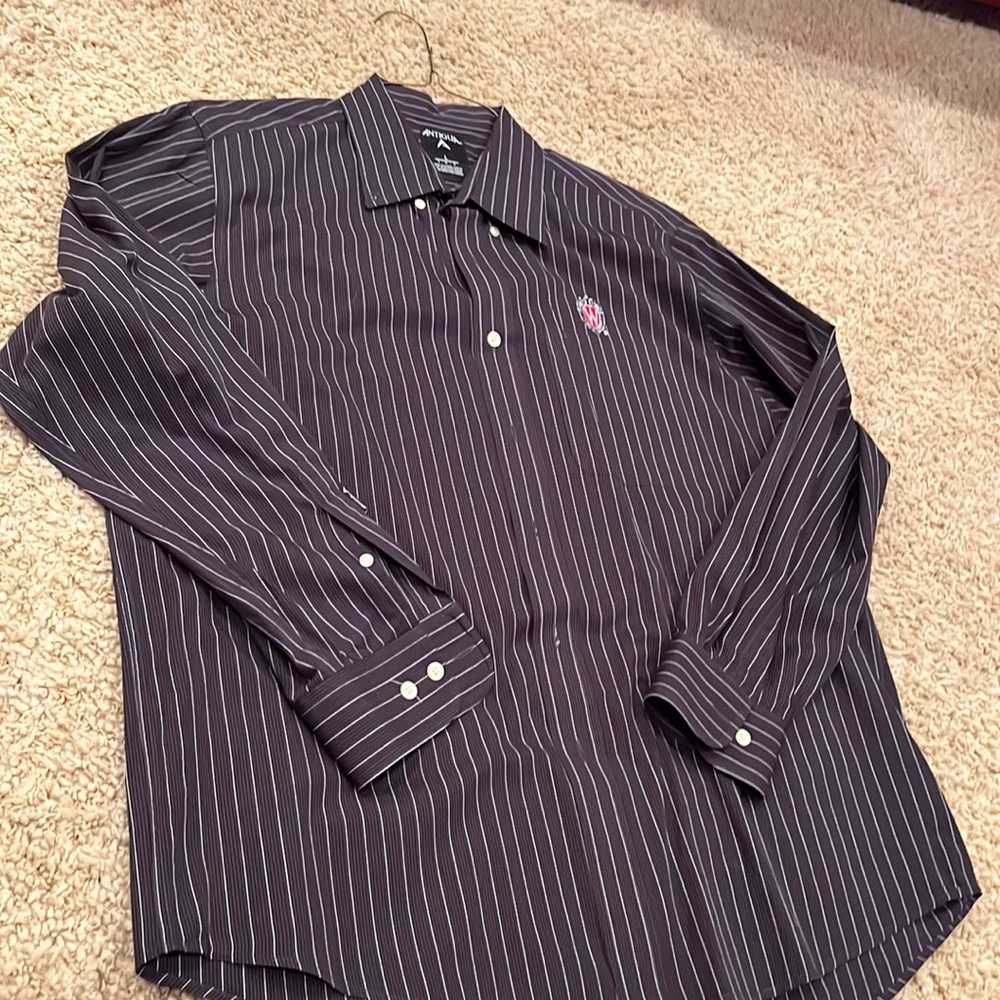 Wisconsin Badgers/UW Madison Pinstripe Button Up